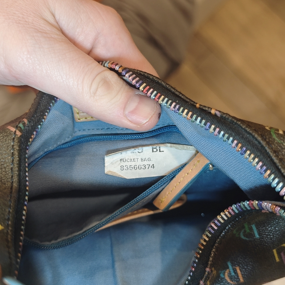 Dooney & Bourke Black Hobo Bag with Multicolor Monogram Logo - Picture 4 of 6